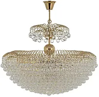 Люстра подвесная хрустальная Pompei E 1.5.80.100 G Arti Lampadari прозрачная на 16 ламп, основание золотое в стиле арт-деко классический Люстра подвесная хрустальная Pompei E 1.5.80.100 G Arti Lampadari прозрачная на 16 ламп, основание золотое в стиле арт-деко классический